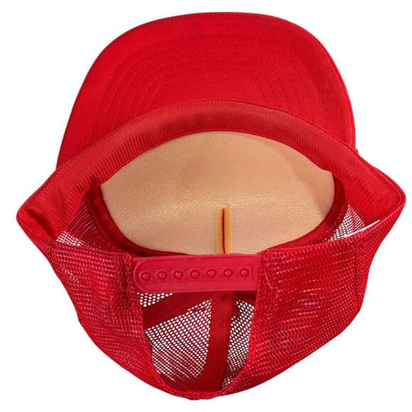 Vintage 80s Longos Pizza Red Trucker Hat Snapback Mesh Cap Adult Fit All - Picture 5 of 6